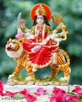 Marble Goddess Maa Durga Devi Idol Statue, 9cm x 13cm x 6cm, Hindu religious decor or gift