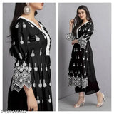 Embroidered Viscose Rayon Kurta set with Palazzos, three-quarter sleeves, and various sizes S-XXXL. World-class Indian fashion." (106 characters)