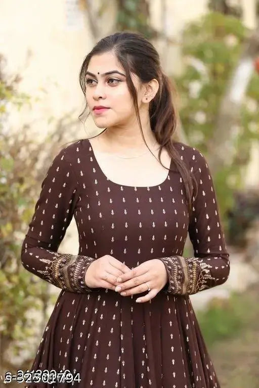 Rayon long-sleeved printed kurti by Chitrarekha Fabulous, size S (36in bust)