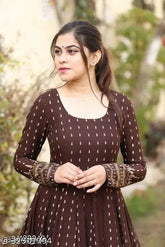 Rayon long-sleeved printed kurti by Chitrarekha Fabulous, size S (36in bust)