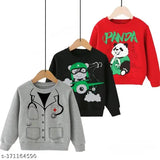 Cotton 3PC printed sweatshirt set for boys and girls, vibrant colors, long sleeves - trendy winter wear for infants to 6 years old