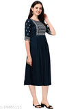 Stylish rayon embroidered kurti in classic colors, perfect for work or parties. Relaxed fit and regular machine washable