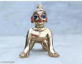 Brass Krishna idol, intricate Radha Rani statue (approx. 200g), Indian religious artifact