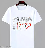 GPI CREATION white polyester round neck typography I Love You A-Z printed t-shirt for men and women with heart design, India origin
