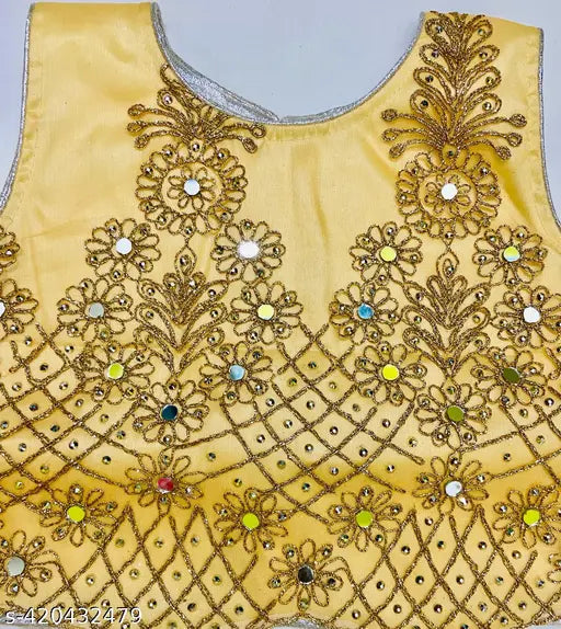 Embroidered kids' net lehenga-choli ethnic wear, premium quality Indian-made set