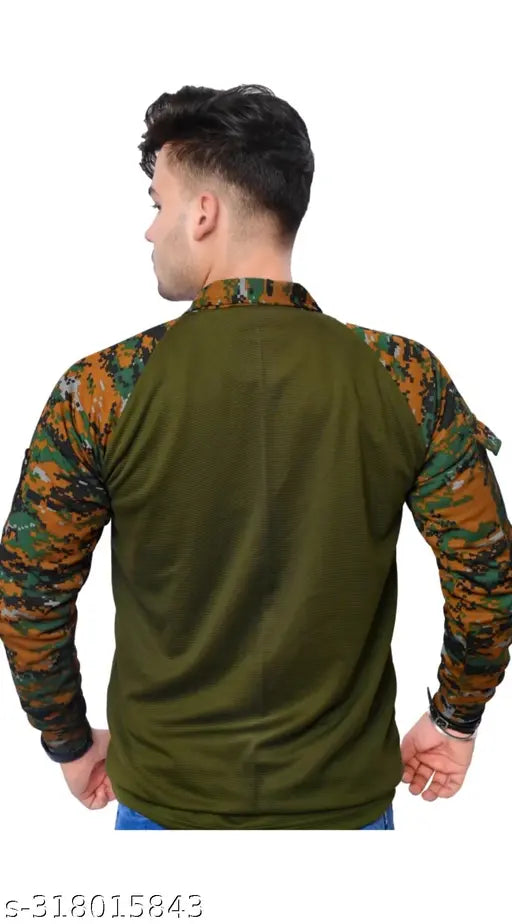 Indian Army cotton t-shirt, long sleeves, printed pattern for men's wear, ideal for casual style