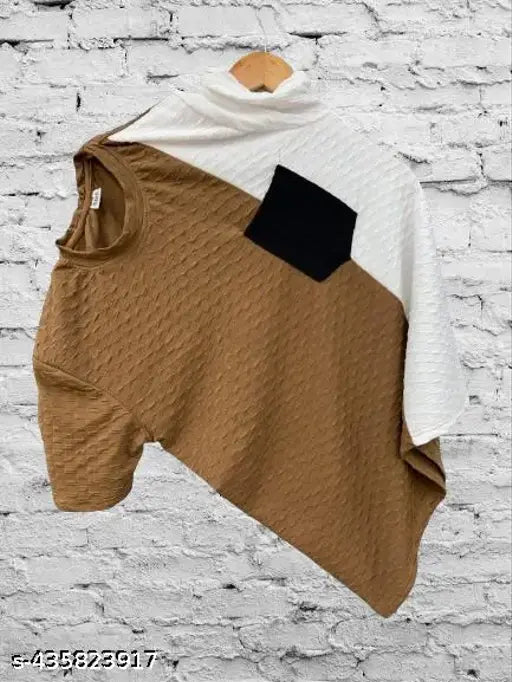 Brown colorblocked cotton polo t-shirt, half sleeves, regular fit for men by DVIJA ENTERPRISE at The Souled Store