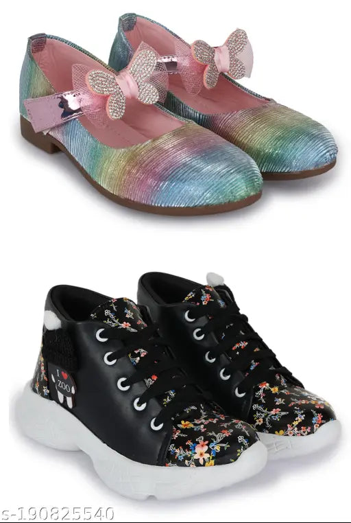 Synthetic leather colorblocked kids combo belly casual shoes, lightweight and comfortable for various sizes (1-9 years) made in India on display