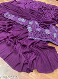 Georgette Crush Pleated Saree with Embroidered Net Semi-Stitched Blouse, India origin, New Superhit Design, Magic Fox fabric
