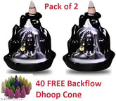 Traditional poly resin Adi Shankara back flow smoke decor statues, handcrafted for home, pack of 2. (10cmL x 12cmH x 8cmW) Indian-made spiritual figurines for home decor