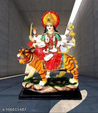 Marble finish god idol of Maa Durga, 7-inch tall spiritual showpiece for home decor from India