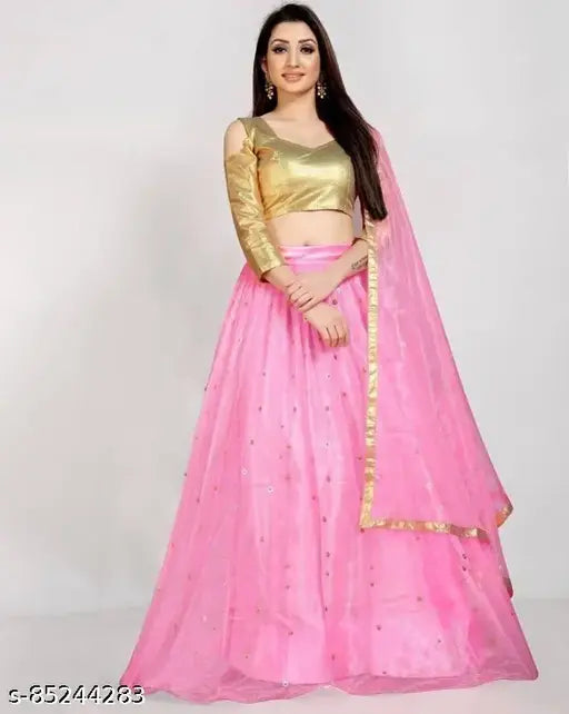 Silk and net embroidered lehenga choli with lace dupatta, showcasing Pari work and sequins detail, India