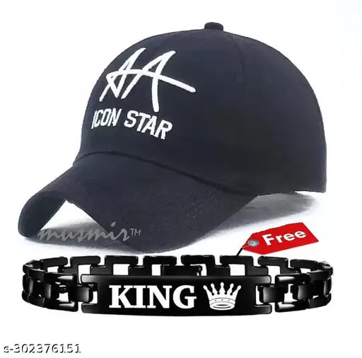Adjustable Cotton Cap with King Bracelet - Allu Arjun design, breathable and lightweight, ideal for summer outdoor activities