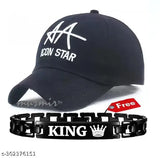 Adjustable Cotton Cap with King Bracelet - Allu Arjun design, breathable and lightweight, ideal for summer outdoor activities