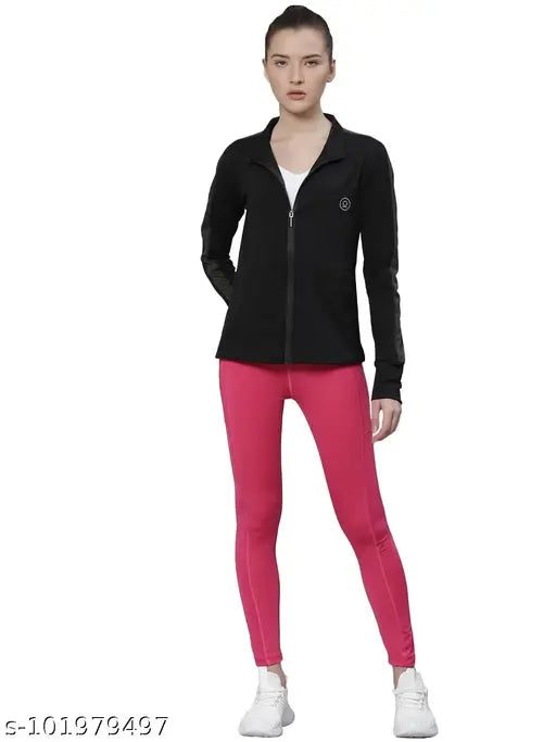 Olive polyester Chkokko women's jacket, long sleeves with thumbholes, durable anti-microbial technology