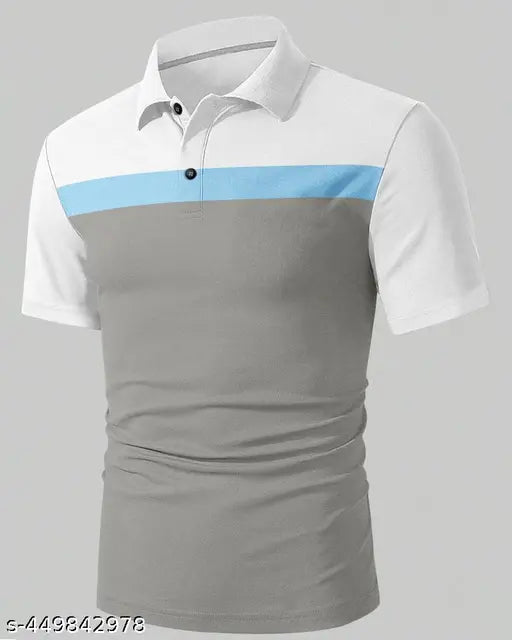 Men's solid printed cotton blend T-shirt, white colorblocked style, ideal for casual outfits