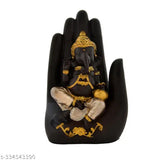 Handcrafted resin palm Ganesha idol (9 cm x 15 cm x 6 cm), elevating home decor with Indian spiritual aesthetics