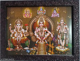 Synthetic resin, vibrant Hindu deity wall hanging featuring God Ganesh, Ayyappan, Iyyappa, Kartikeya, Murugan painting (9x12 inches), Indian origin