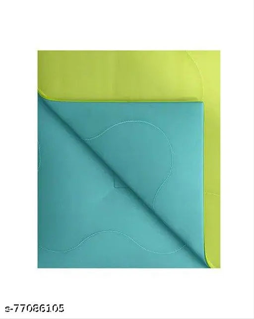 Olive green and aqua green polyester blend comforter (54x84 200GSM single), mid-weight, moisture resistant, all season reversible design for modern homes