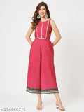 Vibrant Viscose Rayon Pannkh women's wedding-inspired jumpsuit, featuring all-over digital print with intricate motifs and sleeveless design
