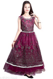 Embellished net party dress for girls (India), lightweight but lacks shiny material or sequins