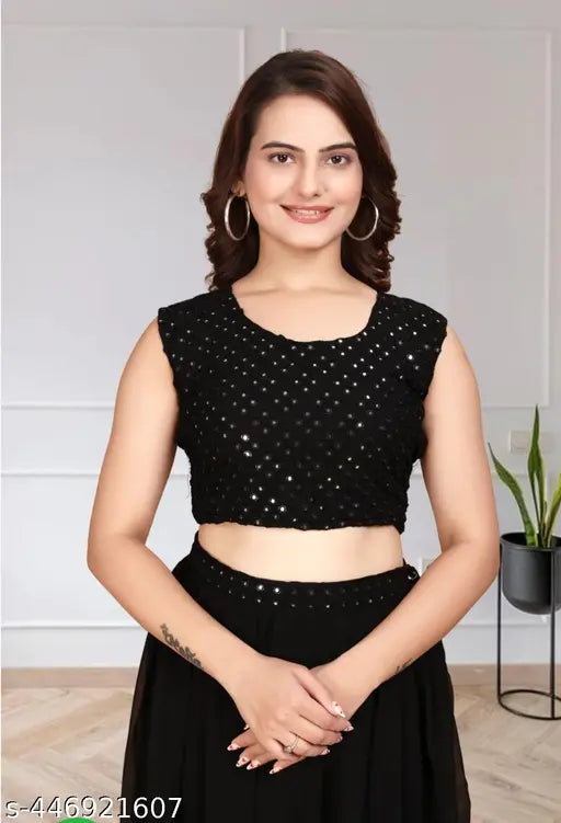 Black Georgette Indo-Western Long Dress Set with Shrug - Indian wedding party wear, new trending Anarkali dress set in purple color, embellished with embroidery work. New XL, XXL sizes available from India