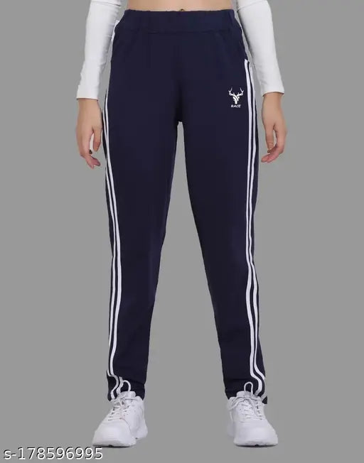 Navy striped cotton blend maxi length pajama bottoms for women, perfect casual wear and yoga