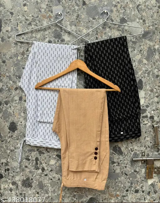 Printed cotton women's pants combo pack of three (M, L, XL), Indian made