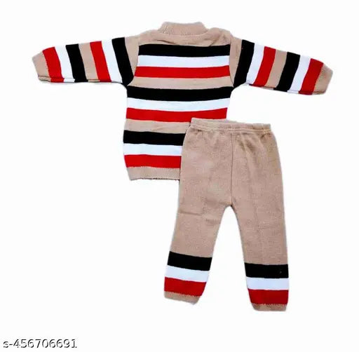 Soft, woolen APNA kids pullover sweater - colorblocked design, long sleeves, 0-12 months