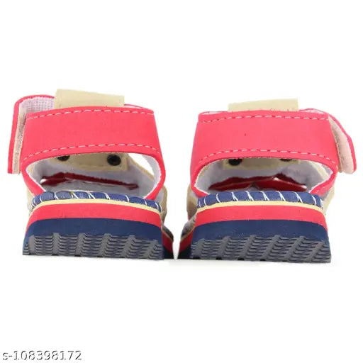 Blue, Beige, Red Eva hook loop sandals for babies 12-18 months, soft and comfortable with Velcro closure and animal face cut