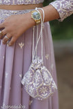 Embroidered lavender cotton lehenga choli, intricate sequence work, perfect for special occasions, India