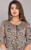 Rayon printed women's kurti, three-quarter sleeves, stylish design for daily wear in vibrant colors and patterns. Indian-made fashion statement