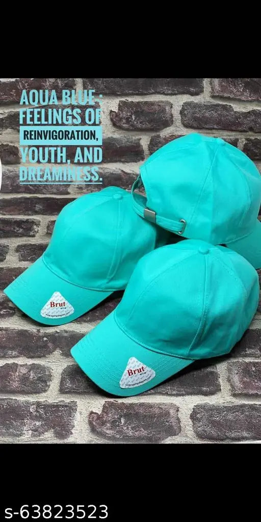 Aqua blue cotton traditional cap, vibrant marine hue