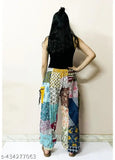 Full printed patchwork cotton trousers, solid pattern, free size, comfortable for daily wear - Made in India