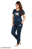 Women's trending coord set, printed night suite pyjamas and top set, polyester fabric, Indian origin