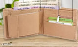 Cream faux leather bi-fold wallet, 2 compartments for daily use by men, India origin