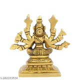 Brass Lord Varahi Amman 8-handed idol, intricate detailing, traditional Indian god statue (5x6 cm height)