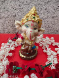Multicolor polyresin Ganesh statue decorative showpiece, 15 cm tall - exquisite home decor for Lord Ganesha worship