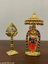 Golden Metal Lord Murugan Idol with Crystal Stones, 4.5cm x 13cm x 5cm, India