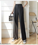Solid scuba SaMAHI straight-fit/wide-leg pants for women and girls, India-made fashion trousers on mannequin