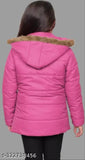 Polyester solid-colored girls jacket, warm for 7-8 years, Indian origin