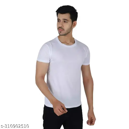 Men's solid round neck cotton blend t-shirts (3 pack) - breathable, premium quality, ideal for casual outings