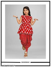 Printed cotton Reyon anarkali top and dhoti with dupatta set for kids, vibrant design perfect for festive occasions or playful outings. Sizes: 4-5Y, 5-6Y, 6-7Y, 7-8Y, 8-9Y, 9-10Y, 10-11Y, 11-12Y, 12-13Y, 13-14Y. Origin: India