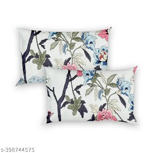 Cotton floral wooden-fitted bedsheet, superfine quality with 2 elastic pillow covers. Made in India