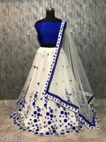 Silk lehenga with net choli and dupatta, Indian semi-stitched traditional attire