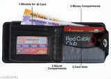 Attractive checked faux leather men's wallet, two compartments, blue color, imported material
