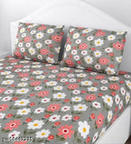 Soft floral cotton double bed sheets with 2 pillow covers, elastic fitted for a neat finish (72x78x8 inches)
