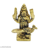 Small brass gold Murugar statue, Kartikeya idol, Subrahmanya Swami, Indian crafted deity figurine, 3x3x6 inches