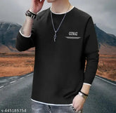 White cotton blend GUNAZ men's round neck t-shirt with piping detail, perfect for casual outings or lounging at home