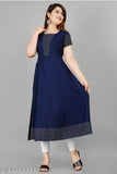 Blue embroidered rayon Anarkali kurtis, high-quality Indian fashion for women